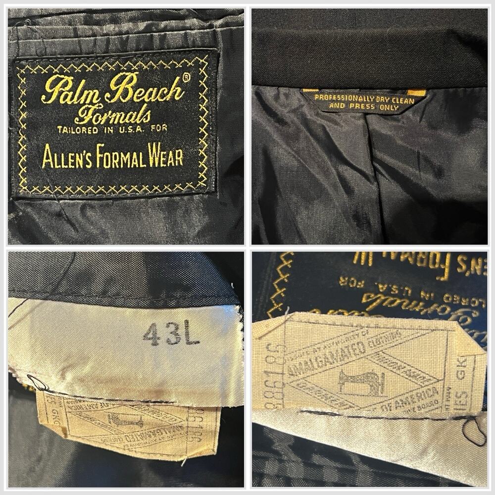 Vintage Palm Beach Mens 43L 38x31 Black Tuxedo Single Button Tux - Picture 16 of 16